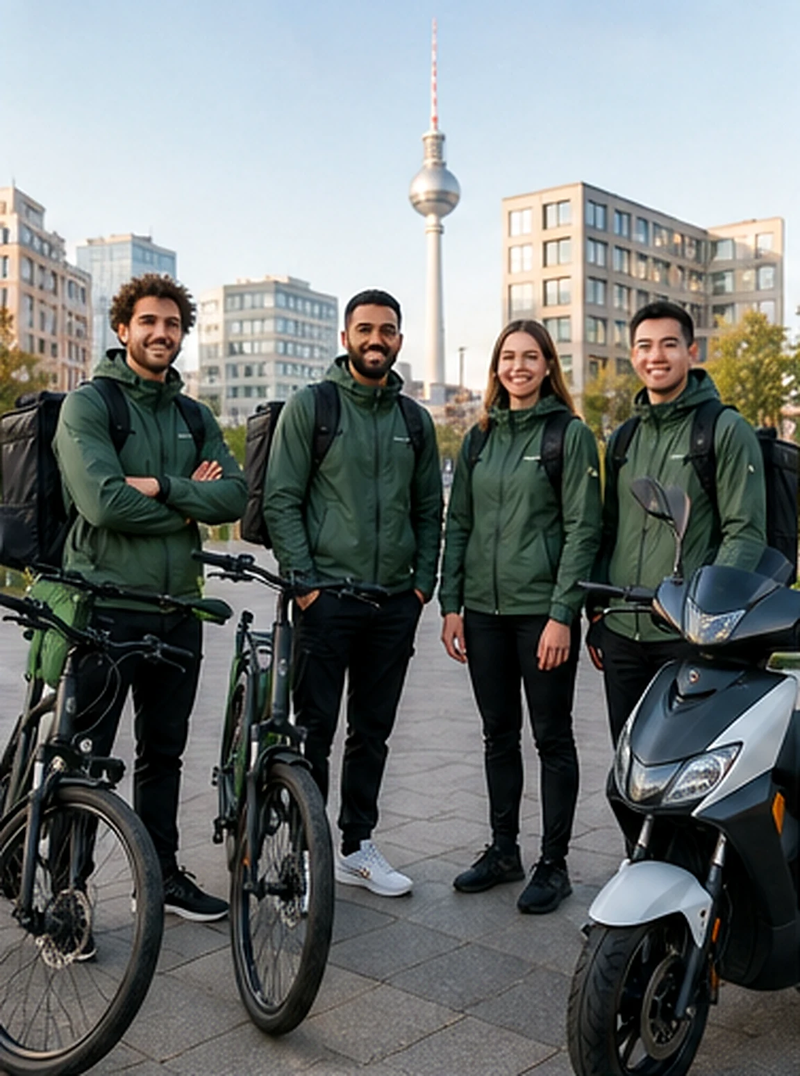 Team von Kuriere mit Fahrrädern und Roller in Berlin